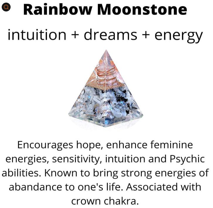 New Inspirational Orgonite Pyramid for Success | Rainbow Moonstone Orgone Pyramid for Anti-stress - Calmness – Growth – Strength – Healing Crystal Gemstone Pyramid - view 4 of 4