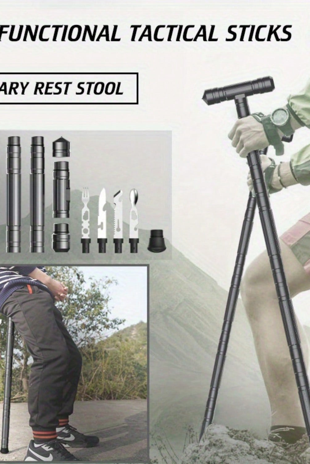Adjustable Telescopic Hiking Trekking Pole Durable Aluminum Alloy - detail view