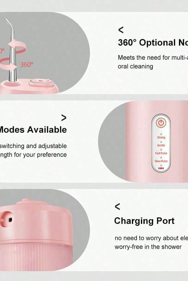 Cordless Water Flosser - Teeth Cleaner -3 Modes Teeth Cleaner With 4 - angle view