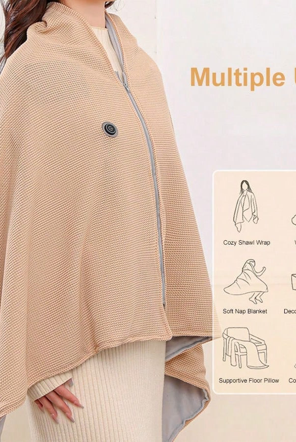 Women's heated shawl with 8 heating zones and 3 adjustable heating