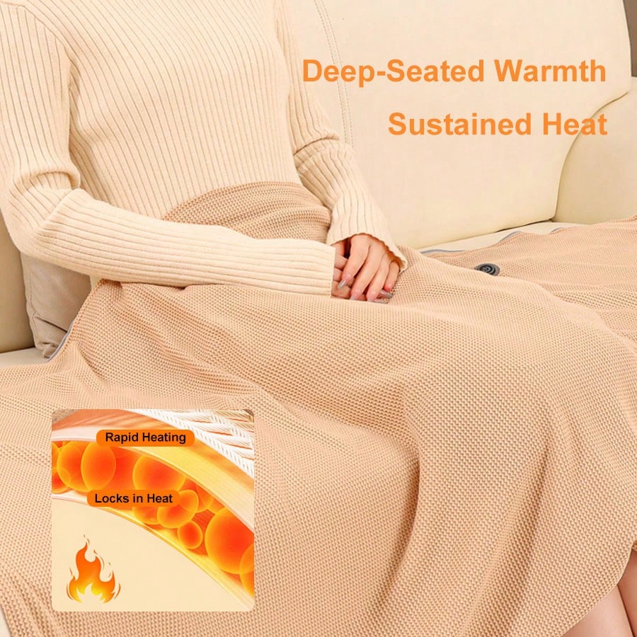 Women's heated shawl with 8 heating zones and 3 adjustable heating levels - Powered, lightweight and portable, suitable for all seasons, ideal for camping, hiking, and outdoor adventures - Machine washable, modern design, hiking gear, durable fabric, - view 2 of 7