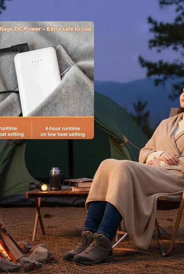 Women's heated shawl with 8 heating zones and 3 adjustable heating - side view