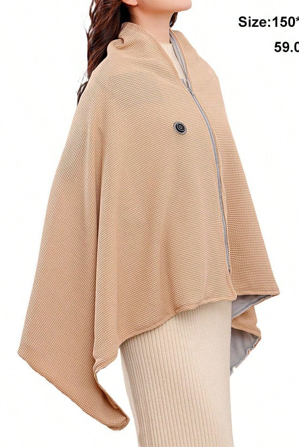Women's heated shawl with 8 heating zones and 3 adjustable heating - back view