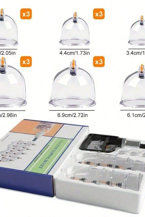 Vacuum Cupping Device/18 Cups + Electroplating Gun - Sweat Absorber - close-up