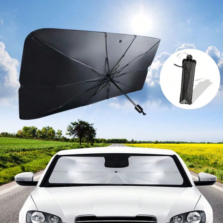 Lamicall Car Windshield Sunshade Umbrella - Foldable Car Windshield Sun Shade Cover, 5 Layers UV Block Coating, 52"x31" Front Window Heat Insulation Protection, for Auto Sedan, SUV Windshield - view 3 of 10