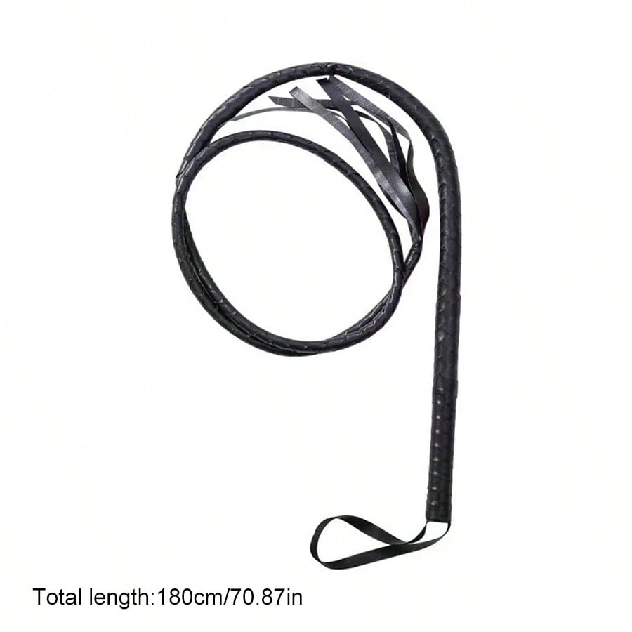 Black 6.2 Foot Long Whip Indiana Leather Equestrian Bull Braid Handle Halloween Costume Accessories, one-size - view 5 of 6