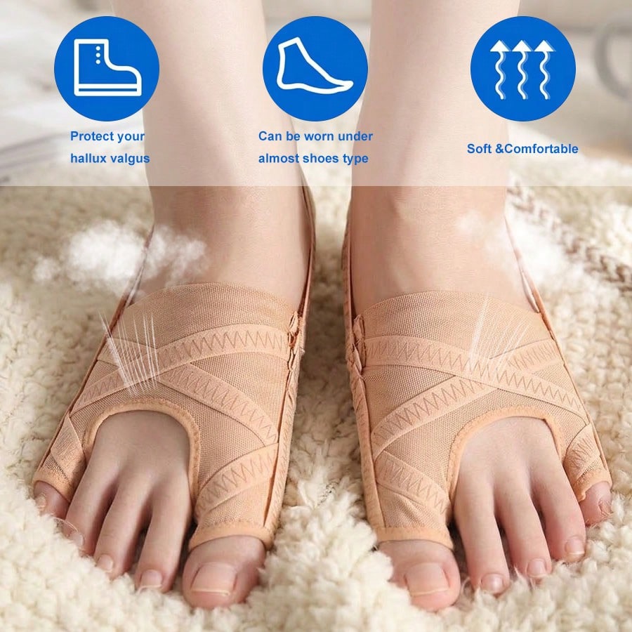 Side profile of bunion corrector highlighting toe separator alignment angle