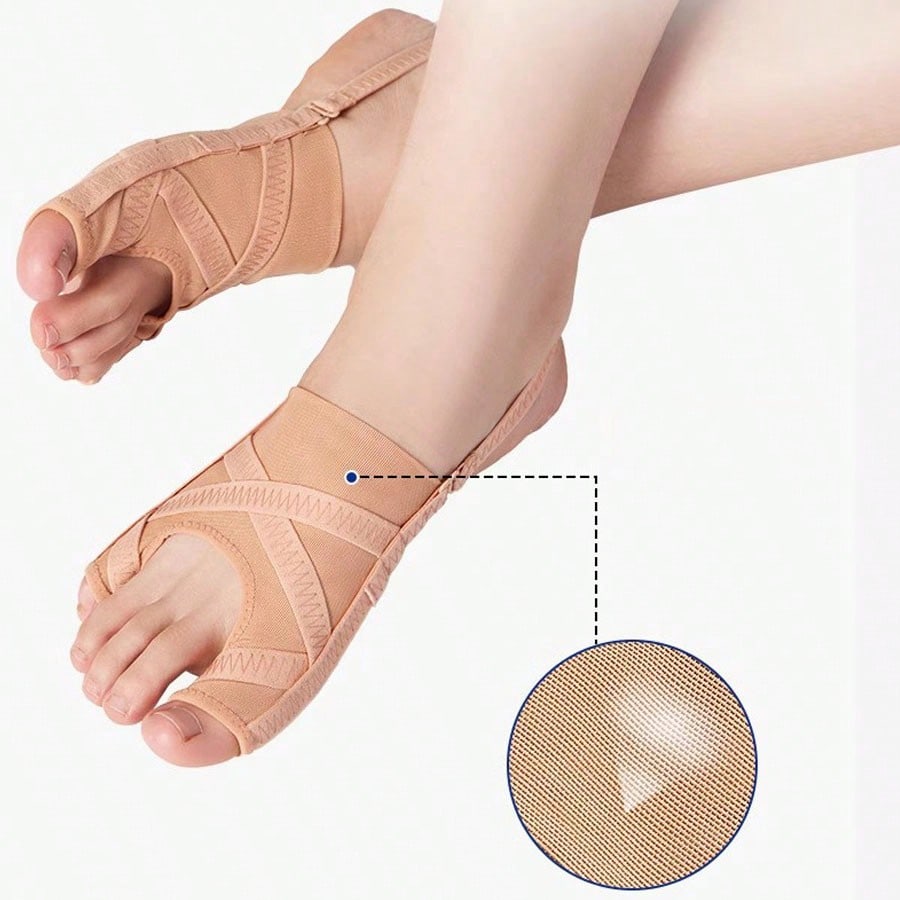 Close-up of bunion brace adjustable buckle system for custom tension control