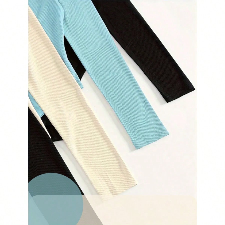 Casual Long Sleeve Slim Bodysuit, Women's Clothing 4 PACKS Blue+White+black, XL - view 6 of 9
