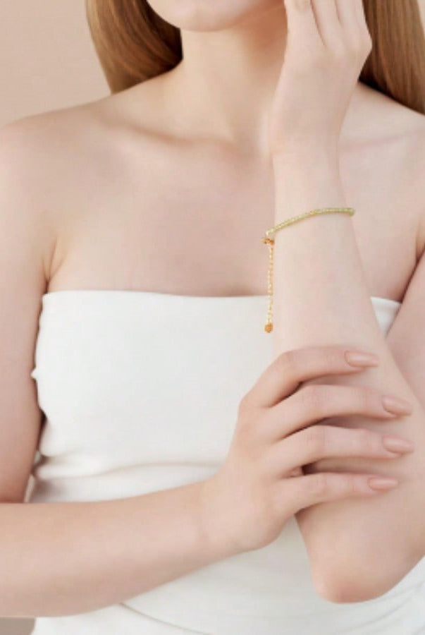 Elegant Dainty Green Natural Stone Beaded Anklet Women's - Minimalist - detail view