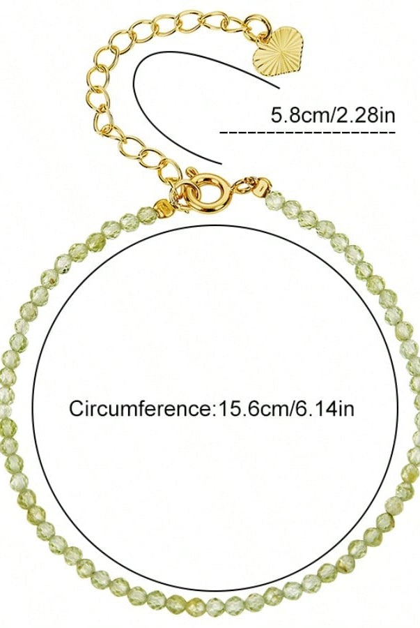 Elegant Dainty Green Natural Stone Beaded Anklet Women's - Minimalist - close-up