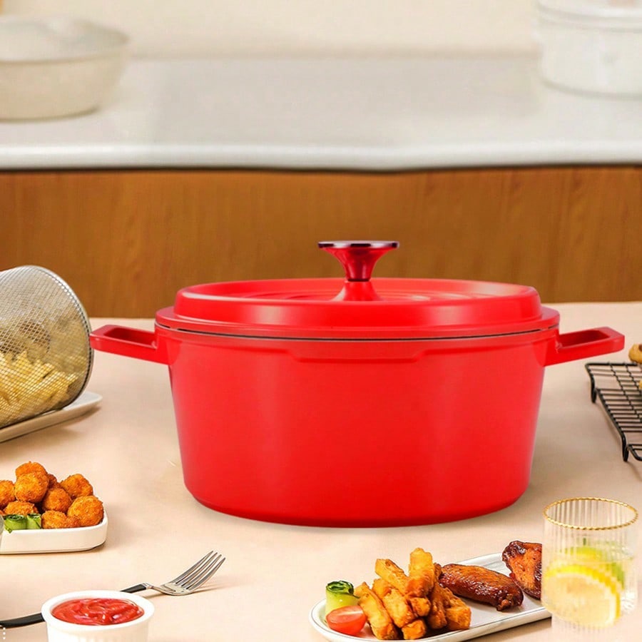 Ceramic Enamel Non-Stick Soup Pot: Perfect For Home Cooking, Milk Boiling, Dual-Handled Stew Pot, Ideal Gift For Soups, Compatible With Induction Cooktops And Gas Stoves - view 1 of 7