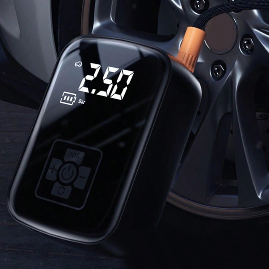 Portable Car Tire Inflator, Wireless Air Pump with Digital Display, Auto Stop Inflation, Emergency SOS Light, 12V DC/Rechargeable for Car, Motorcycle, Bike, Balls - view 5 of 7