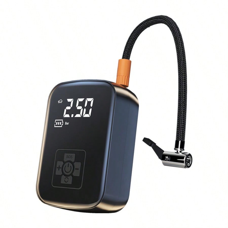 Portable Car Tire Inflator, Wireless Air Pump with Digital Display, Auto Stop Inflation, Emergency SOS Light, 12V DC/Rechargeable for Car, Motorcycle, Bike, Balls - view 7 of 7