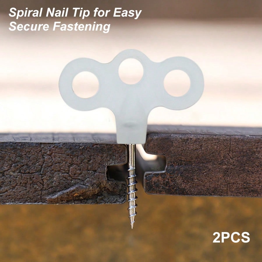 2pcs Stainless Steel Windproof Camping Deck Nails - 3-Eye Screw Ground Stakes with Threaded Design for Secure Tent & Shelter Rope Fixing, Heavy-Duty Outdoor Tent Accessories for Windy Conditions, Threeeye Screw Nails, Durable Construction - view 3 of 6