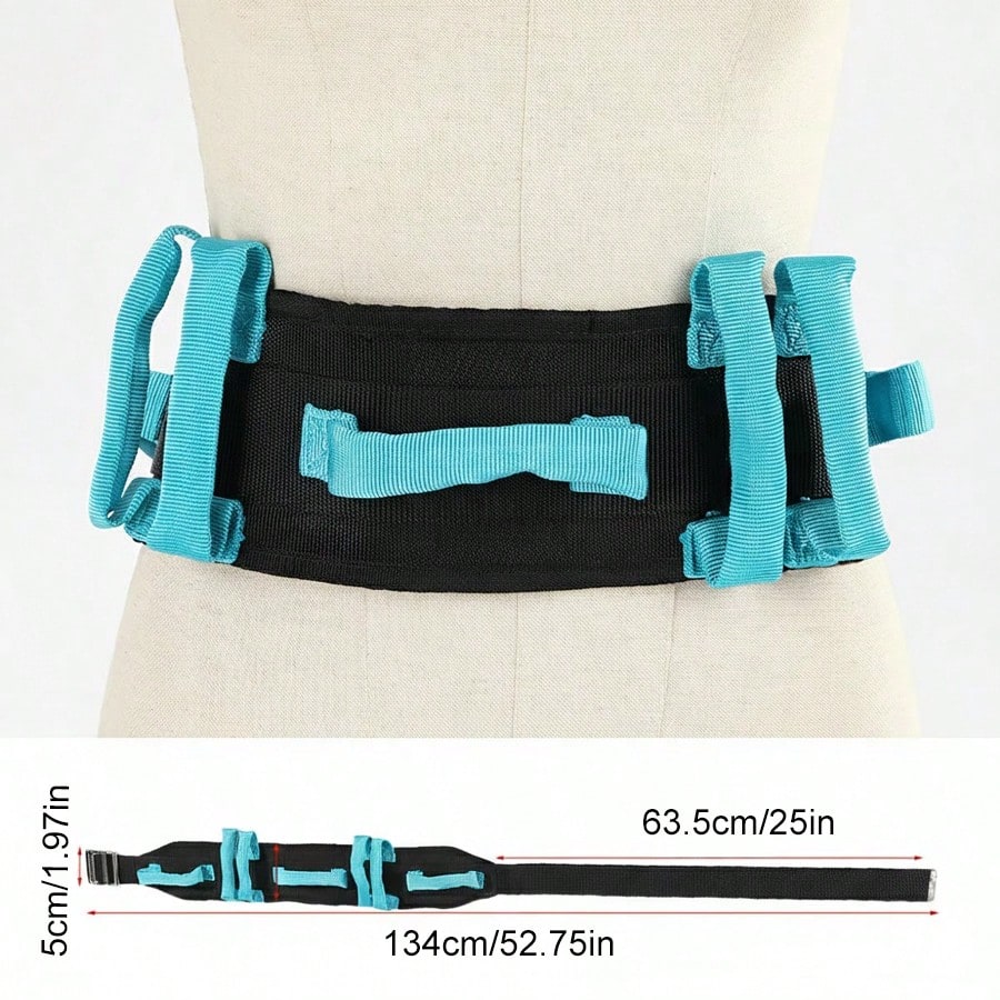 Gait Belt Transfer Belts with Handles for Lifting Seniors, Safety Gate Belt with Metal Buckle Nursing Safety Patient Assist for Elderly, Disabled, Physical Therapy, Caregivers(Blue) - view 5 of 6