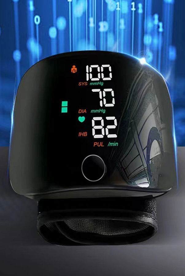1pc LED Rechargeable Wrist Blood Pressure Monitor - Intelligent Voice - detail view