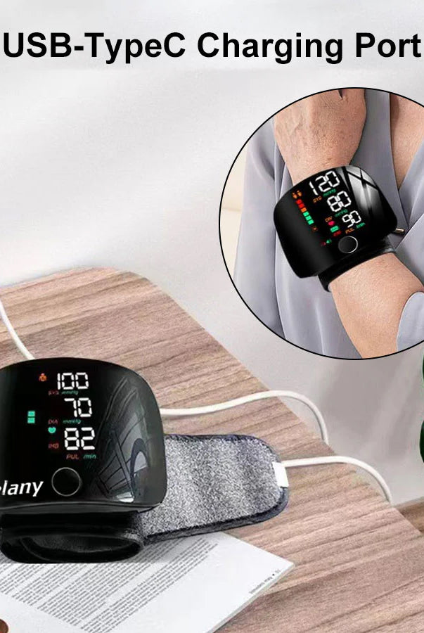 VELANY 1PC Rechargeable LED Wrist Blood Pressure Monitor With Voice - detail view