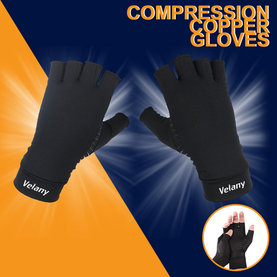 Velany Copper Compression Fingerless Gloves for Arthritis, Carpal Tunnel & Workout – Breathable Support for Typing, Cycling & Daily Use - view 7 of 7