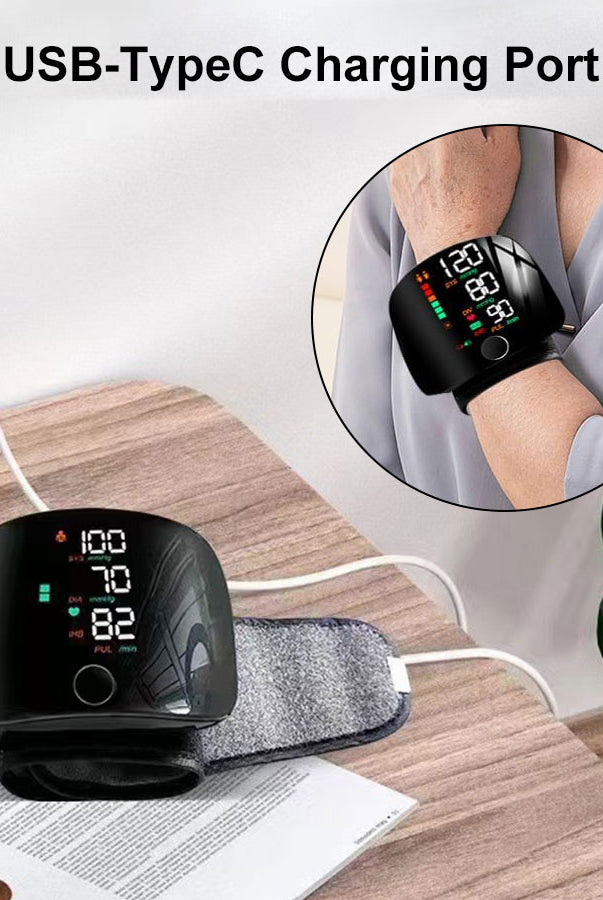 1pc LED Rechargeable Wrist Blood Pressure Monitor - Intelligent Voice - close-up