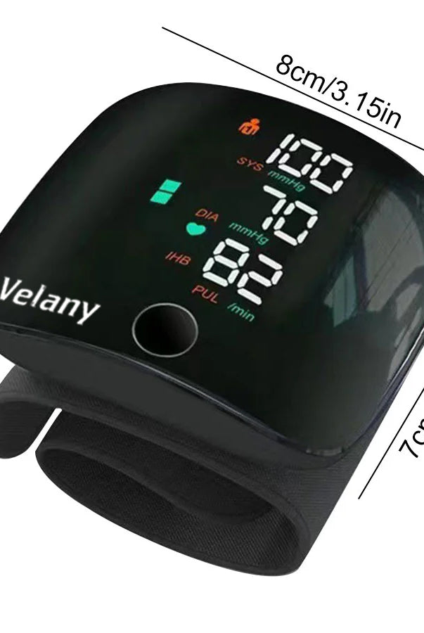 VELANY 1PC Rechargeable LED Wrist Blood Pressure Monitor With Voice - angle view