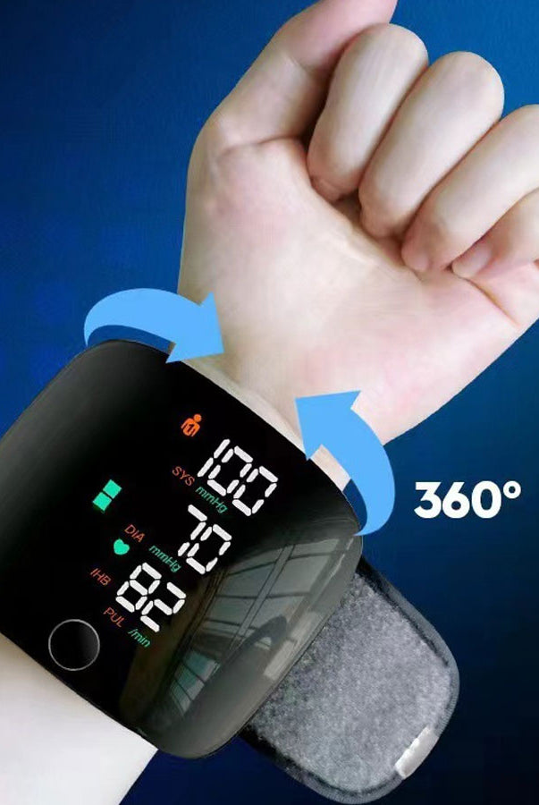 1pc LED Rechargeable Wrist Blood Pressure Monitor - Intelligent Voice