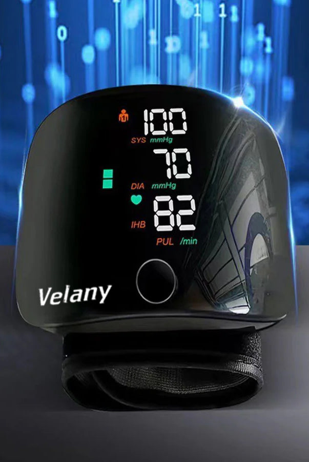 VELANY 1PC Rechargeable LED Wrist Blood Pressure Monitor With Voice - close-up