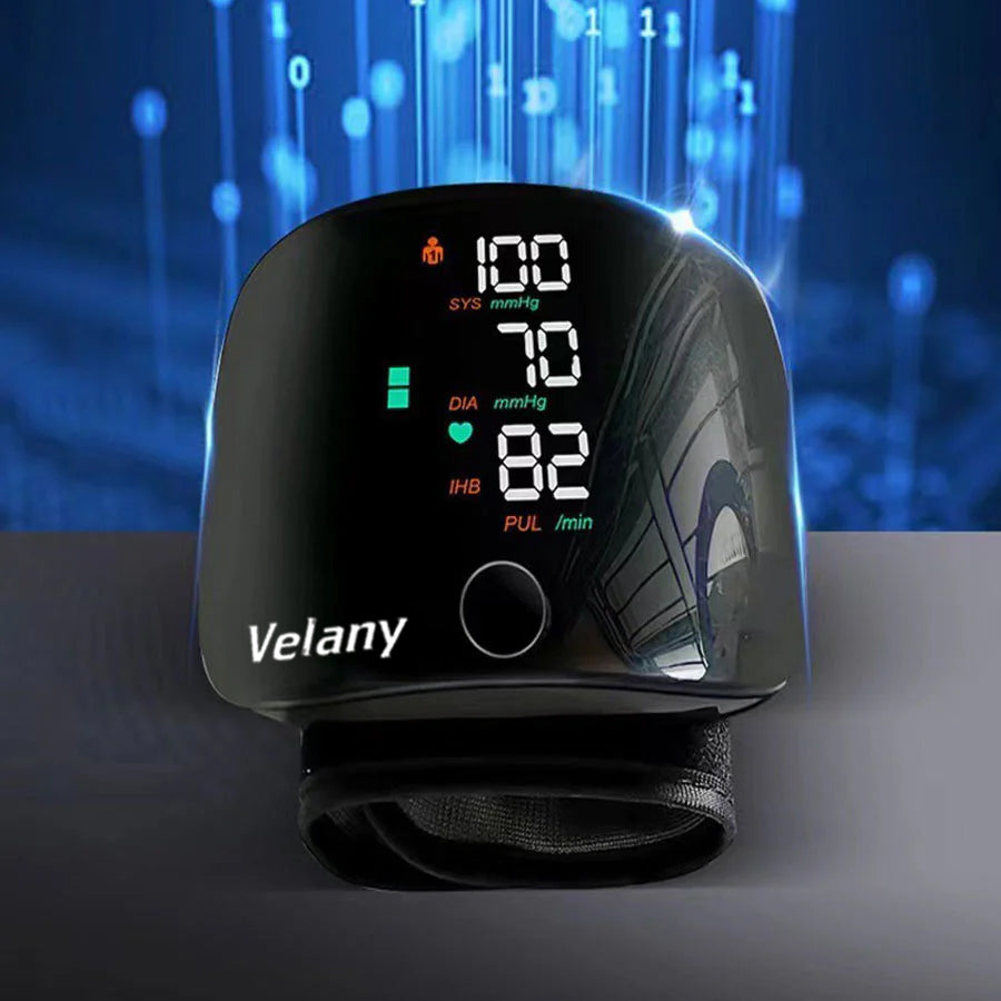 VELANY 1PC Rechargeable LED Wrist Blood Pressure Monitor With Voice Guide, Portable Health Care Device With Storage Box - view 4 of 5