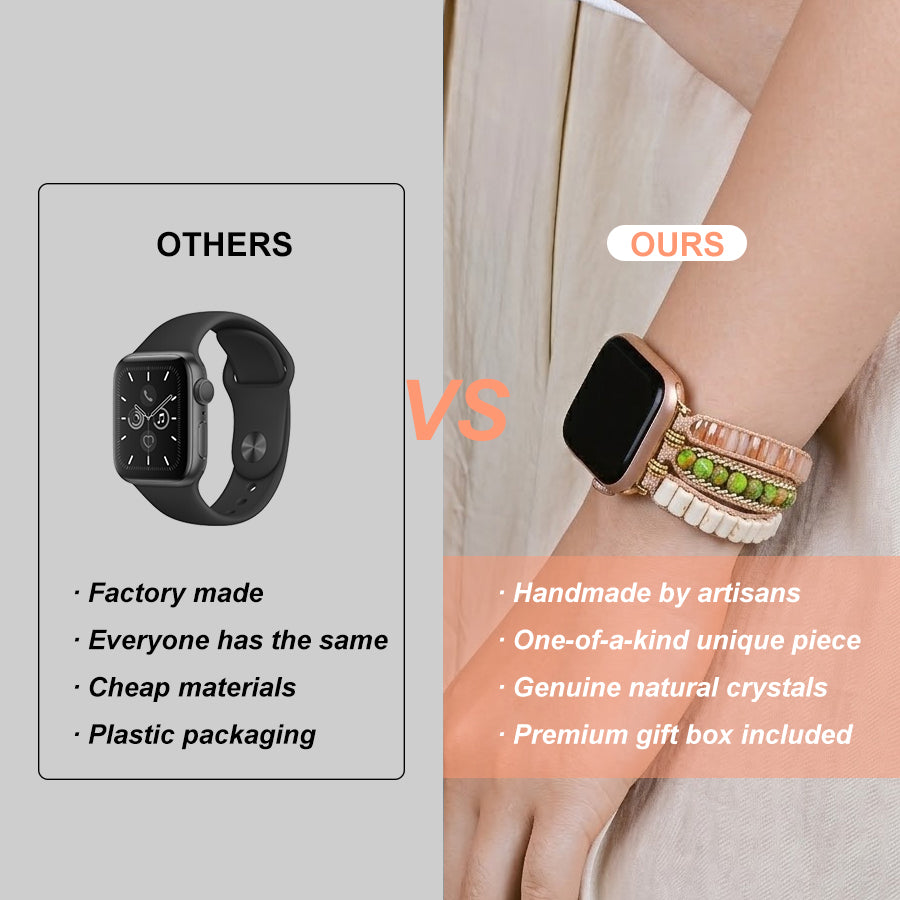 Tiger Eye Beaded Band, 3-Layer Elastic Stretchy Smart Watch Strap with Gold Decor, Compatible with iWatch Series 1-9/SE/Ultra 1-2, Fashion Boho Wristband for Women Men - view 7 of 12
