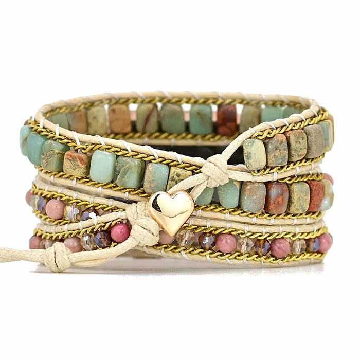Mahogany Grain Boho Beaded Apple Watch Band – Handmade Natural Stone Bracelet Strap - view 4 of 7