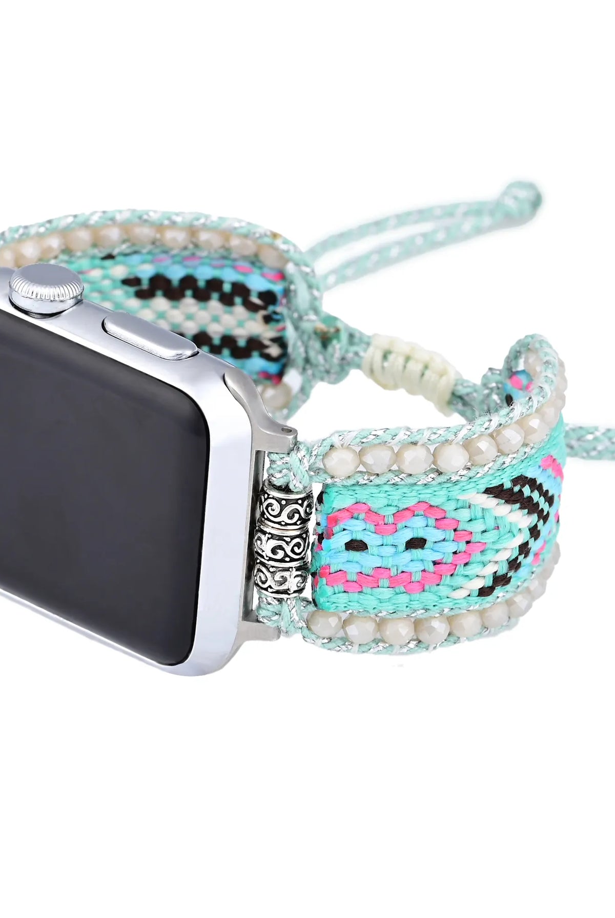 Mint Green Boho Beaded Apple Watch Band - Handmade Gemstone