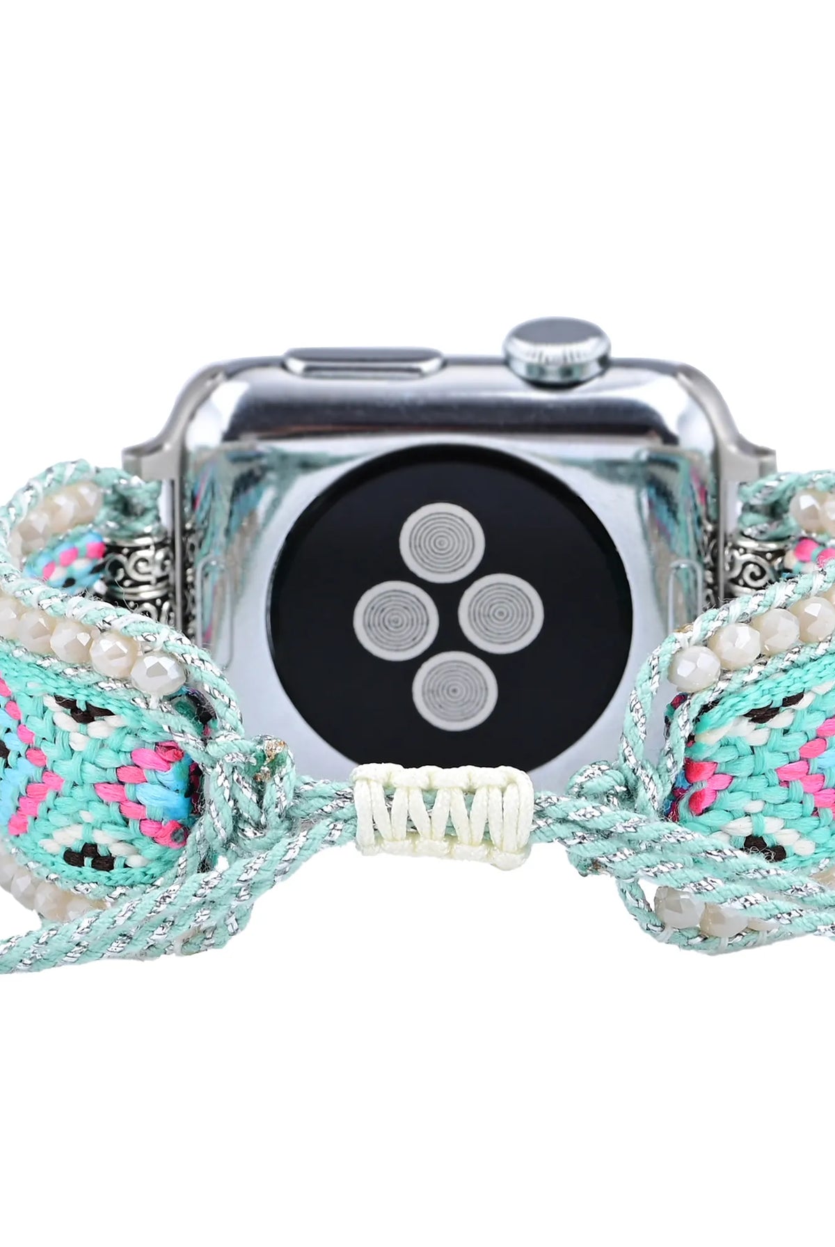 Mint Green Boho Beaded Apple Watch Band - Handmade Gemstone - detail view