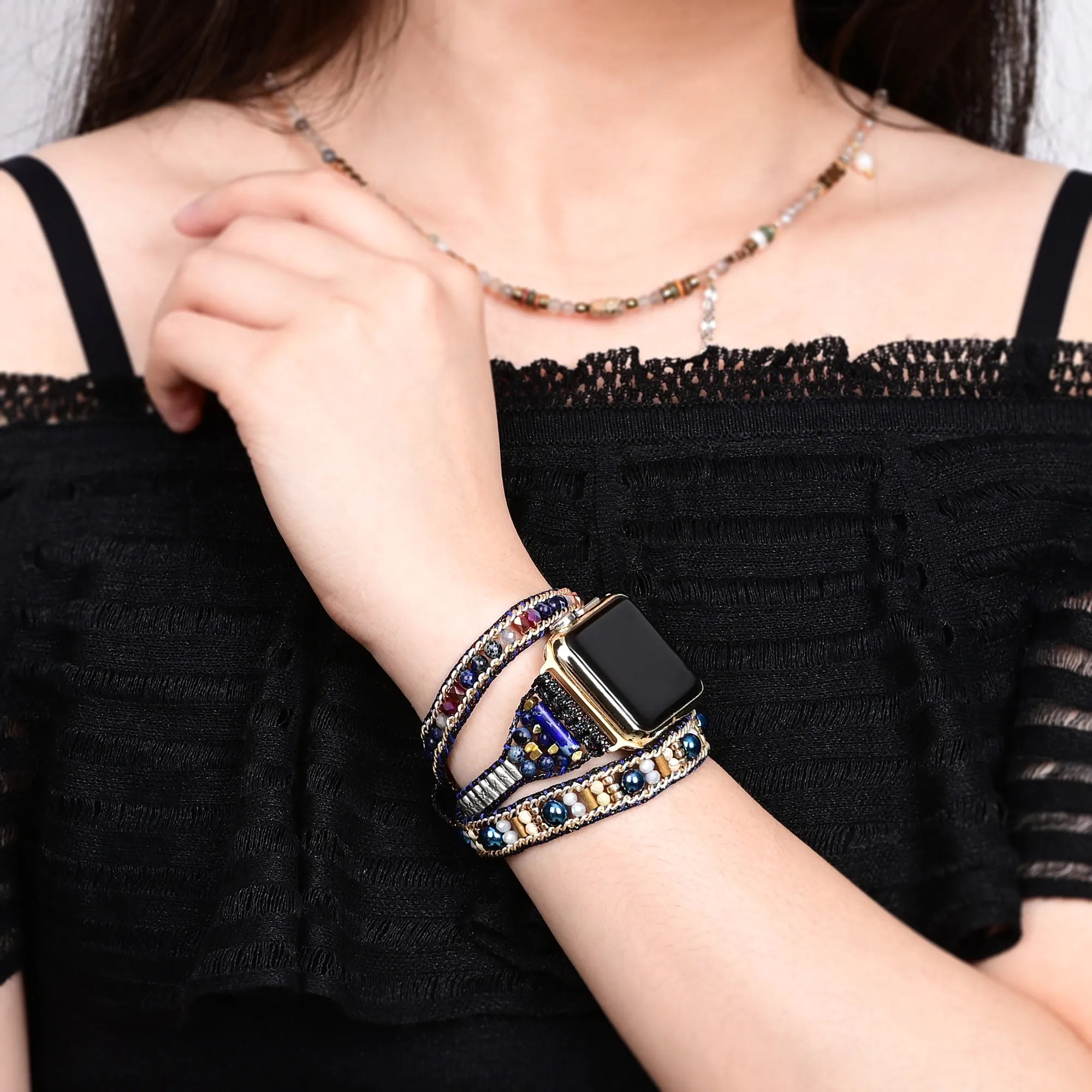 handmade-3-layer-lava-stone-watch-band - adjustable-lava-gemstone-watch-strap - natural-lava-stone-smartwatch-band - elegant-volcanic-stone-lava-watch-band - boho-lava-crystal-smartwatch-strap - close-up-lava-beaded-watch-band - lava-stone-watch-band-for-women - natural-stone-lava-watch-band-on-wrist - handmade-lava-crystal-watch-band - lava-watch-band-in-sunlight