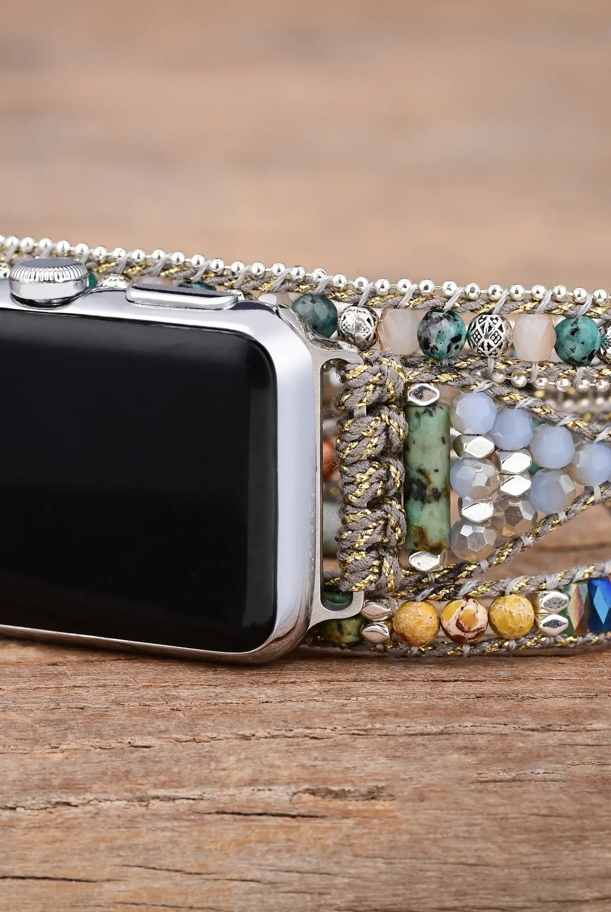 3-Layer African Turquoise Crystal Watch Band - angle view