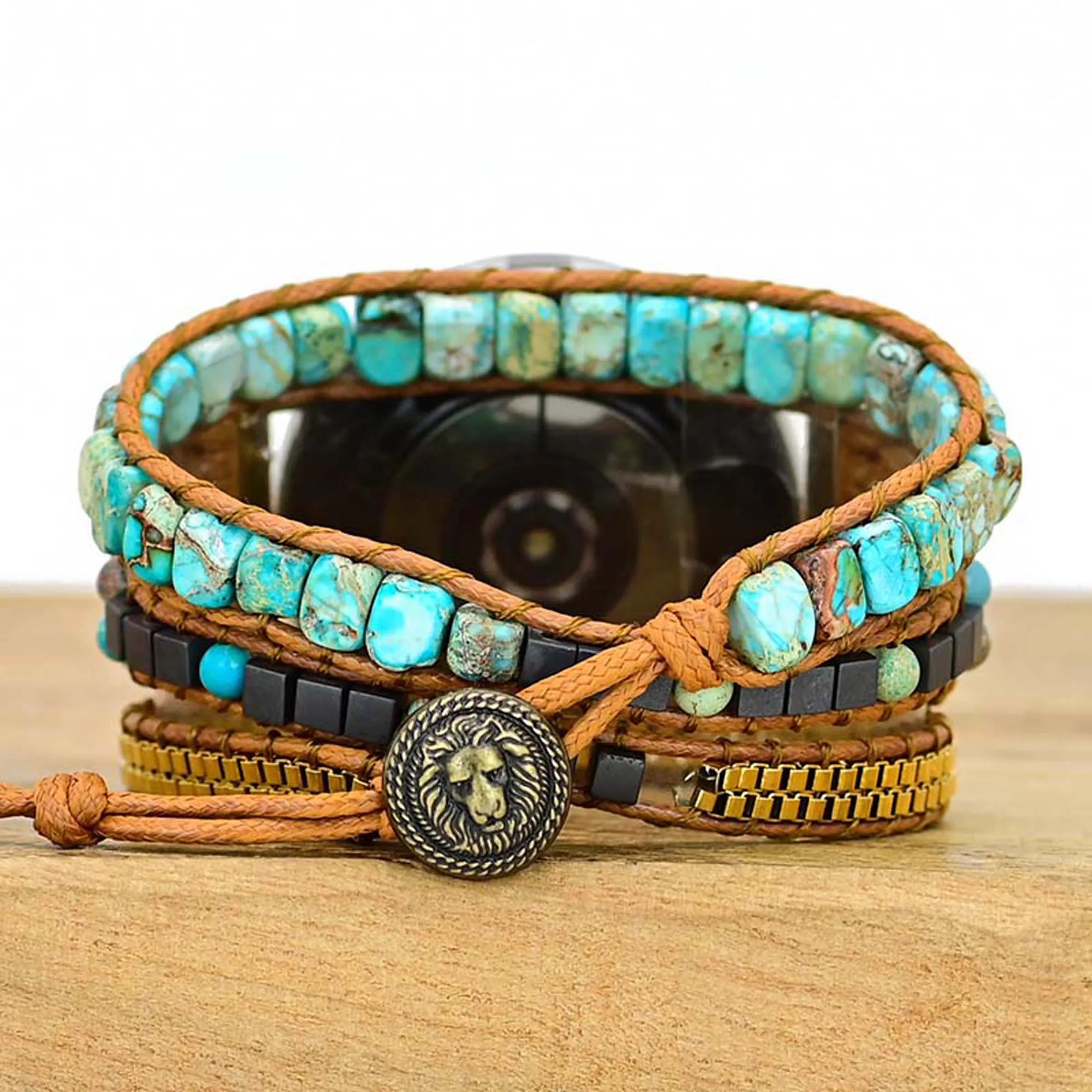 turquoise-watch-band-for-apple-watch - handmade-turquoise-beaded-bracelet-watch-band - natural-turquoise-crystal-watch-strap - boho-turquoise-smartwatch-band-for-women - adjustable-turquoise-watch-band-on-wrist - elegant-turquoise-gemstone-watch-band - close-up-turquoise-watch-band - natural-turquoise-smartwatch-bracelet - handmade-turquoise-watch-band-in-sunlight - turquoise-energy-crystal-watch-band