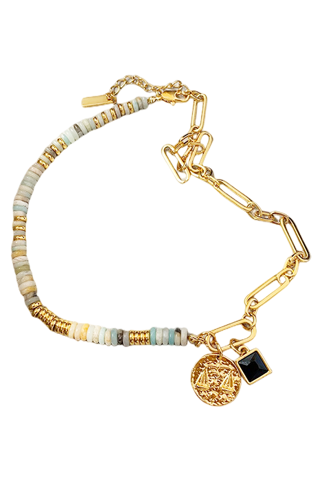 Colorful Glass Natural Stone Spliced Beaded Necklace - Energy Gemstone -