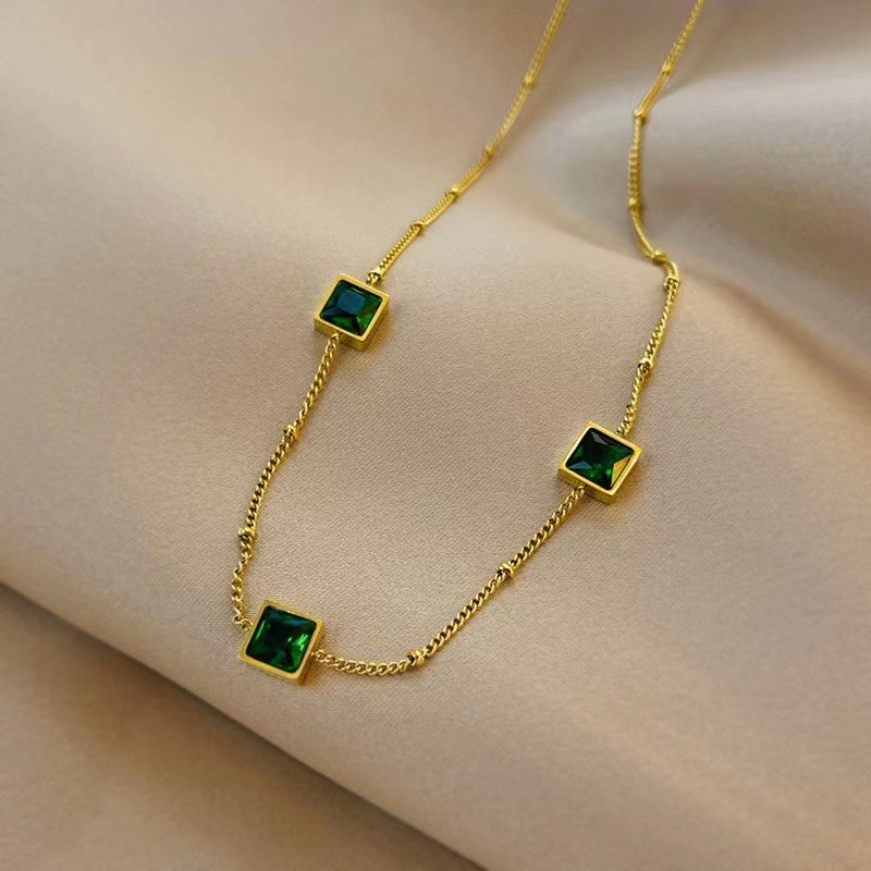 Green Emerald Necklace | Women's Emerald Necklace | Velany Store