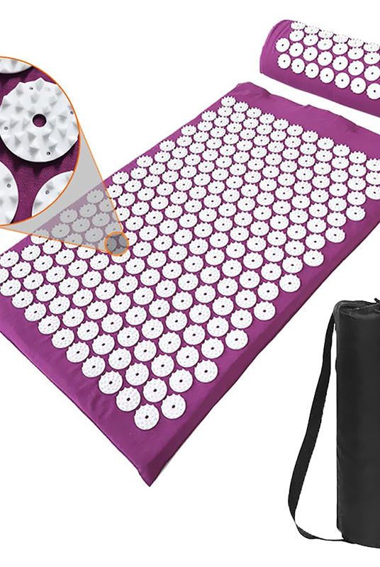 Acupressure Mat and Pillow Set with Bag -For Back Pain Relief & Neck - product photo