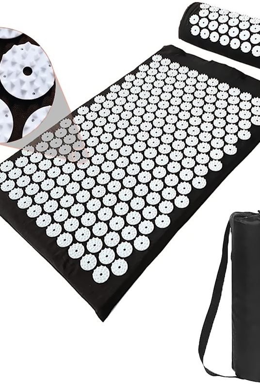 Acupressure Mat and Pillow Set with Bag -For Back Pain Relief & Neck