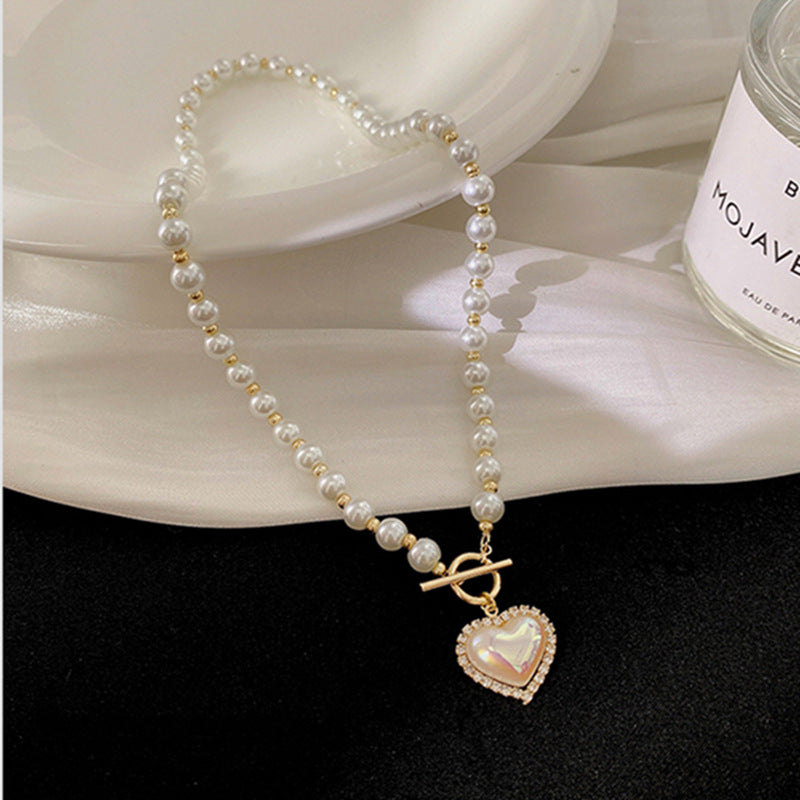 Pearl Heart Necklace | Women's Pearl Heart Necklace | Velany Store