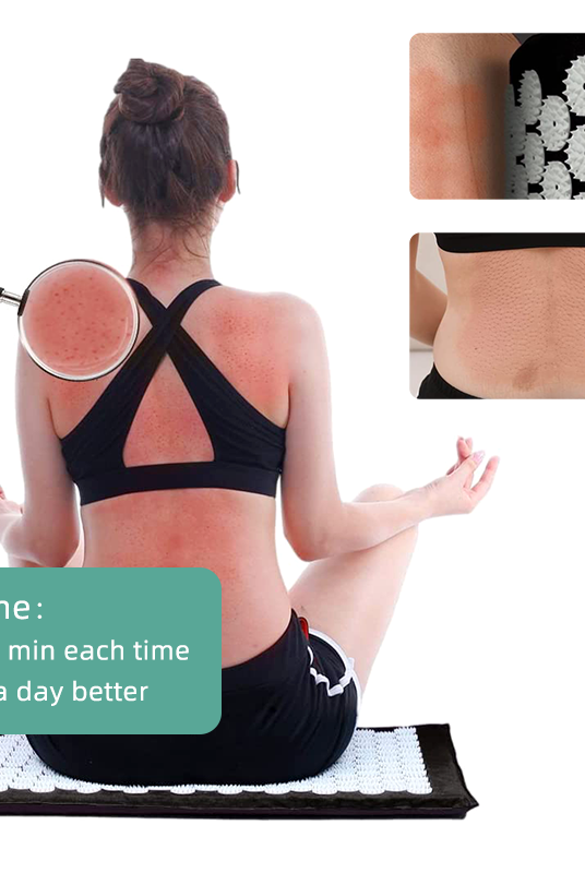 Acupressure Mat and Pillow Set with Bag -For Back Pain Relief & Neck - back view