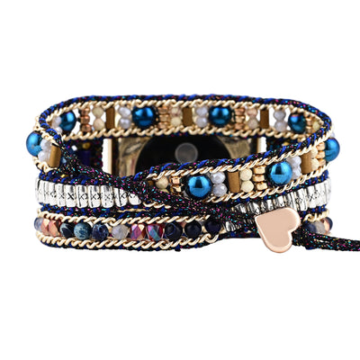 3-LAYER LAVA CRYSTAL WATCH BANDS FOR WOMEN, NATURAL ENERGY CRYSTAL ACCENTS WATCH BRACELET STRAP