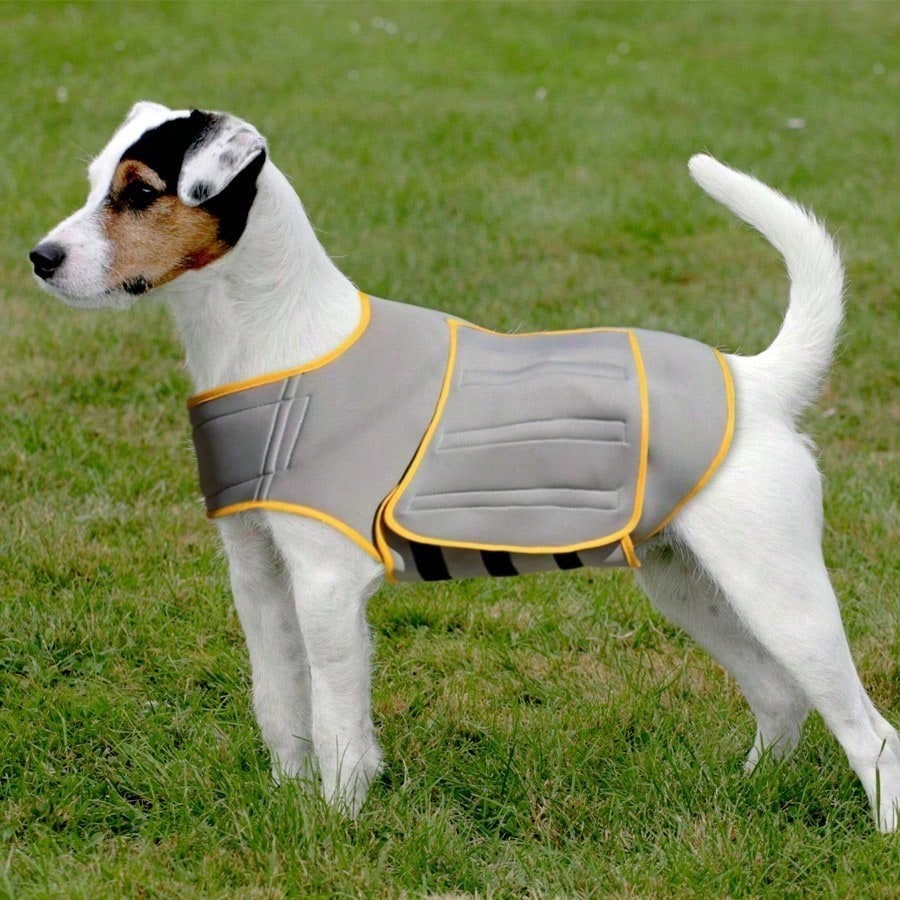 Dog Anxiety Vest, Calming Wrap Coat For Stress Relief - Thunder & Fireworks Soothing Jacket, Comfort Compression Swaddle For Medium/Large Dogs, Heather Gray - view 6 of 7