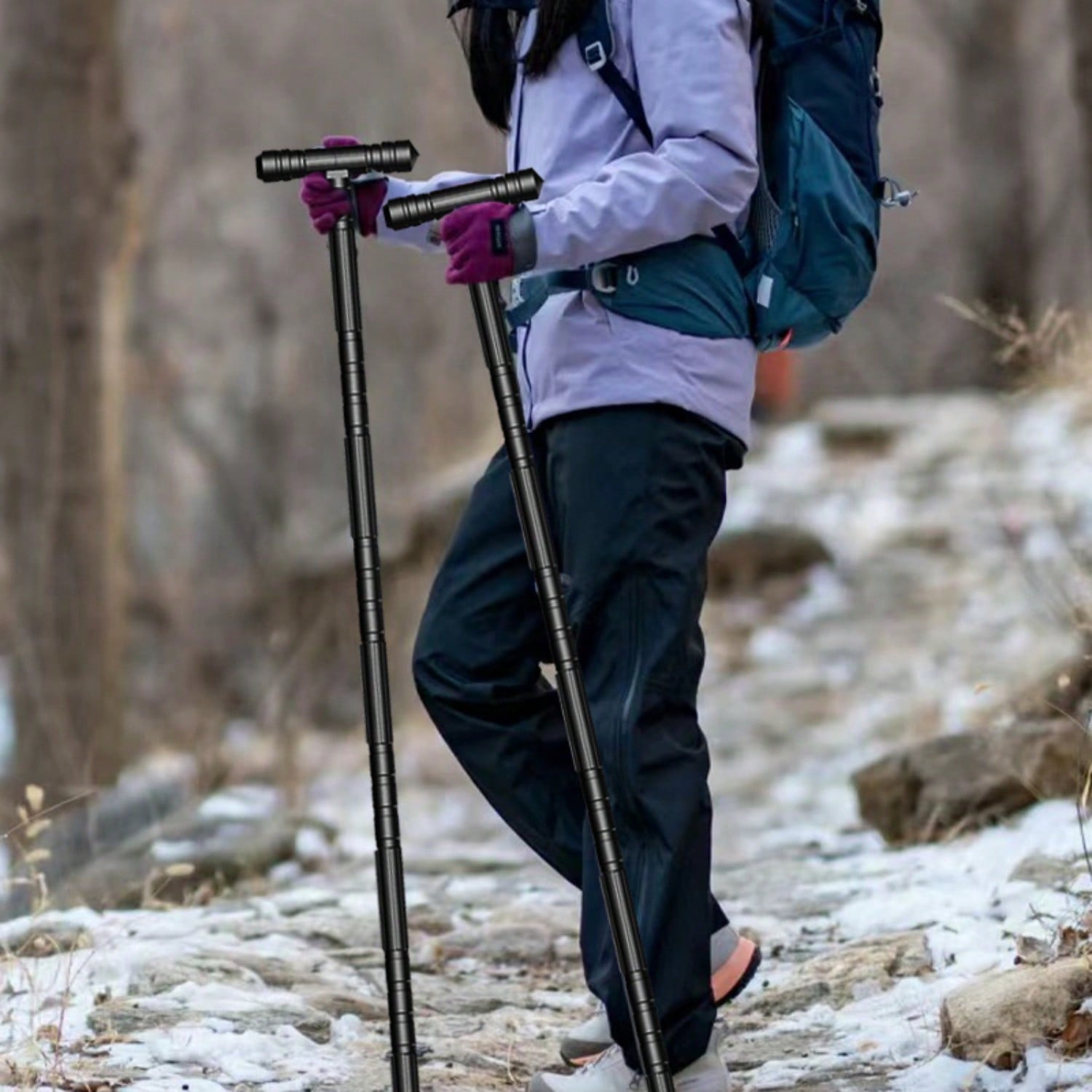 Adjustable Telescopic Hiking Trekking Pole Durable Aluminum Alloy Walking Stick For Outdoor Camping Climbing And Holiday Gift - view 3 of 8