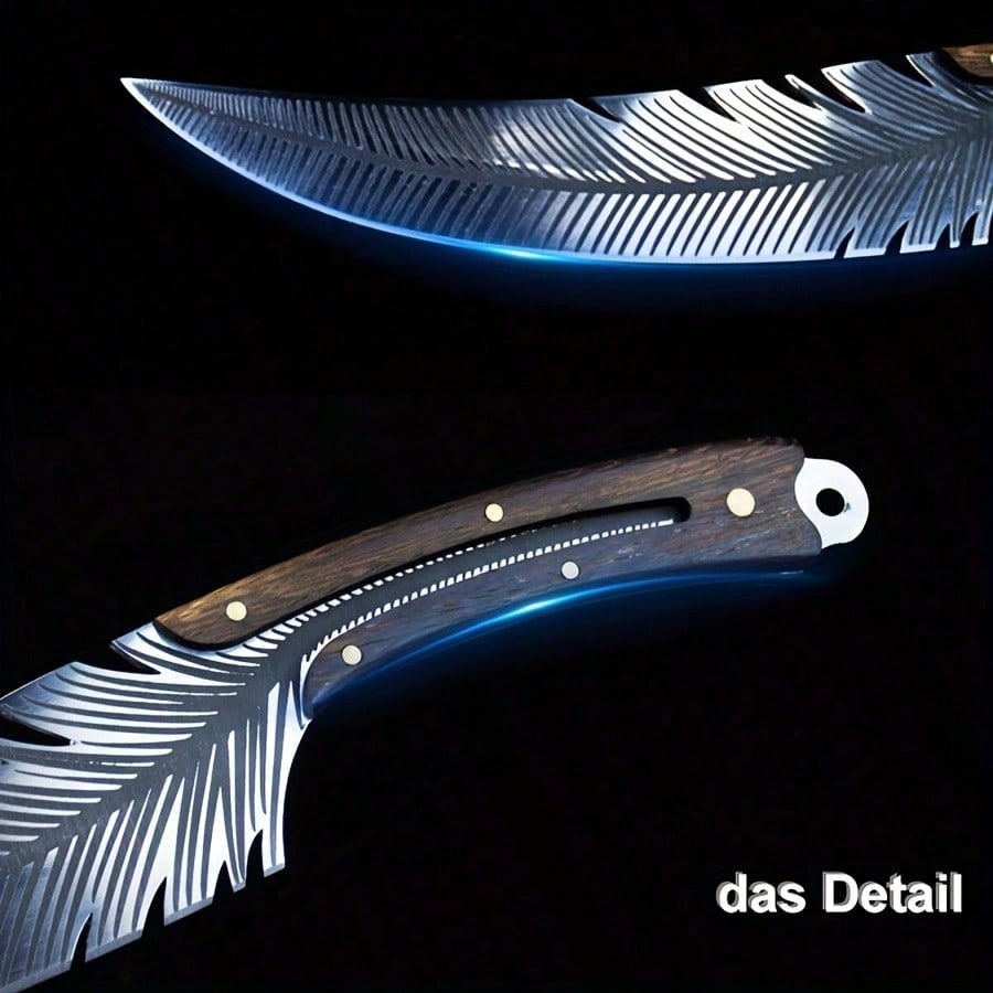 Feather Knife Hand Forged Viking Knife High Carbon Steel Butcher Knife Boning Knife For Meat Cutting Japanese Chef Knives Cooking Knife With Sheath For Kitchen Camping Gift For Dad - view 2 of 6
