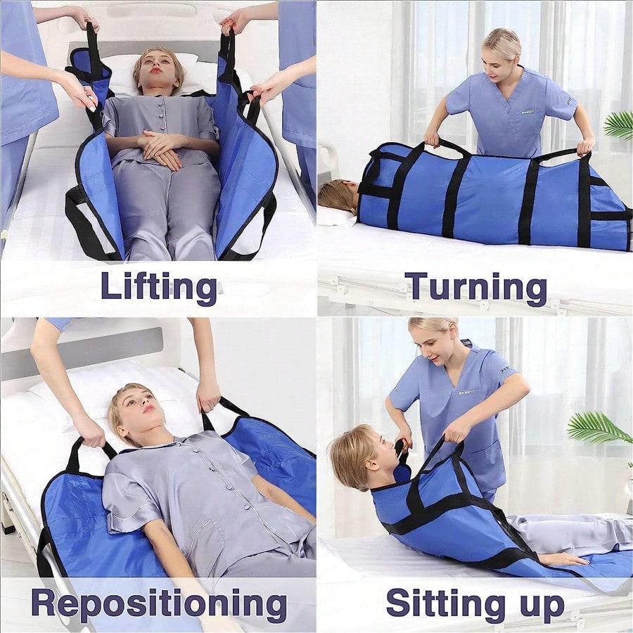 Extra Comfort Positioning Bed Pad 47"x40" - Washable Waterproof Medical Bed Pad with Reinforced Handles for Elderly Care & Safe Patient Transfers - Lightweight Durable Fabric for Home Healthcare, Bed Accessories, Patient Transfer Cushion, Easycarry - view 2 of 8