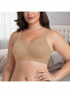 Women's Seamless, Wire-free, Lift Bra—Deep Khaki; as soft and comfortable as "jelly." Deep V Invisible T-Shirt Bra—Smooth to the touch, breathable, and refreshing—the perfect choice for everyday wear. - view 4 of 10
