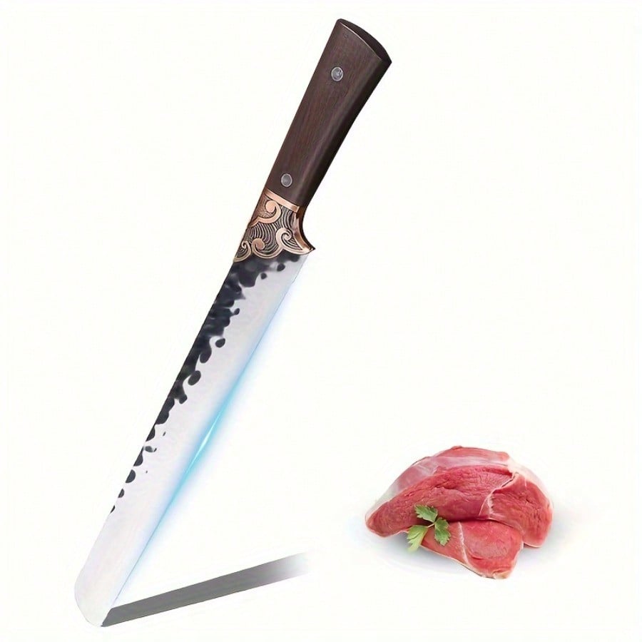 Carving knife slicing roasted turkey for holiday dinner table
