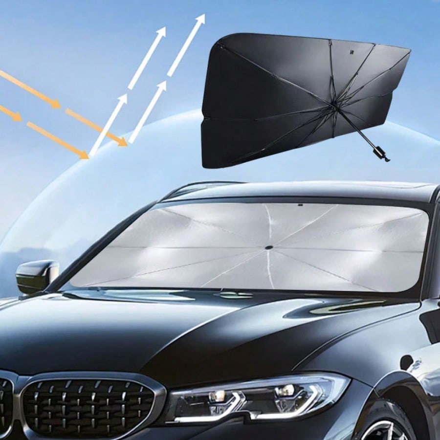 Lamicall Car Windshield Sunshade Umbrella - Foldable Car Windshield Sun Shade Cover, 5 Layers UV Block Coating, 52"x31" Front Window Heat Insulation Protection, for Auto Sedan, SUV Windshield - view 4 of 10