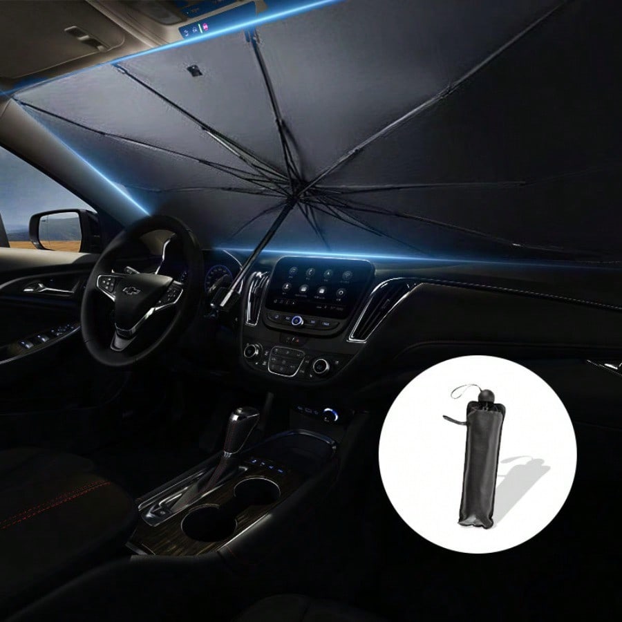 Lamicall Car Windshield Sunshade Umbrella - Foldable Car Windshield Sun Shade Cover, 5 Layers UV Block Coating, 52"x31" Front Window Heat Insulation Protection, for Auto Sedan, SUV Windshield - view 8 of 10